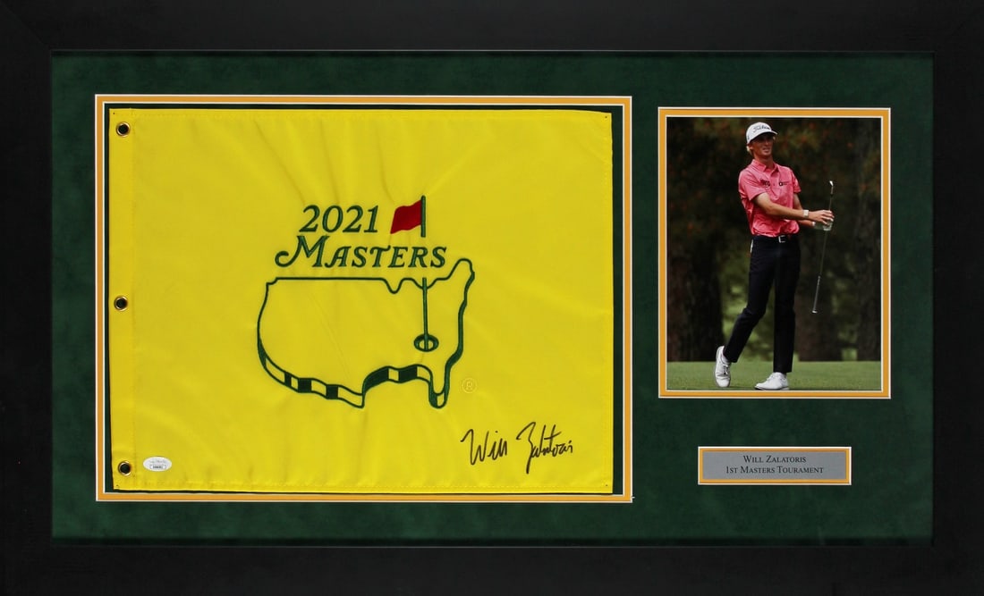 Framed 2021 Masters Pin Flag Signed by Will Zalatoris JSA Authenticated (1 of 2)
