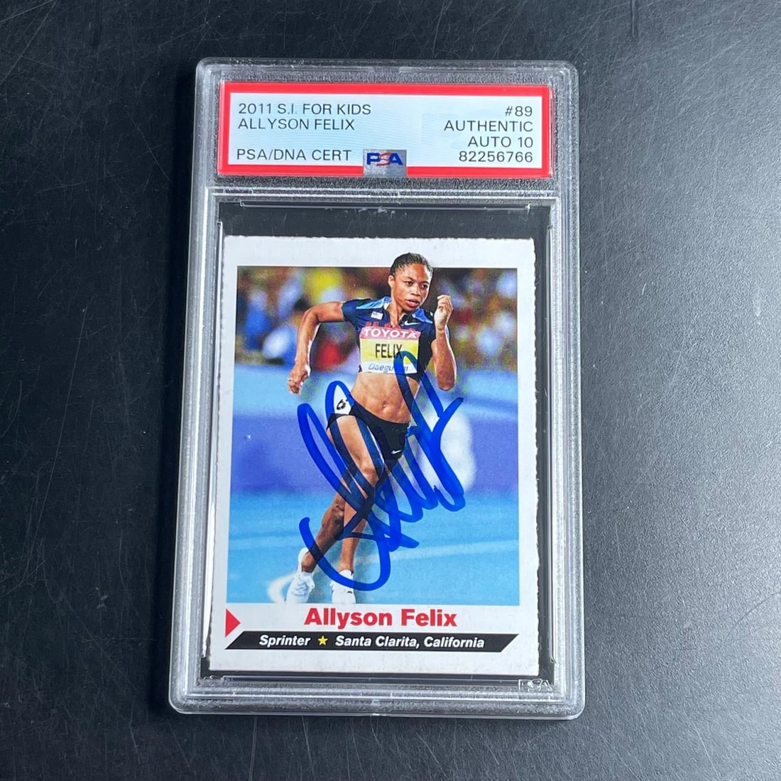 PSA Autographed Allyson Felix 2011 Sports Illustrated Kids Card #89 (1 of 2)