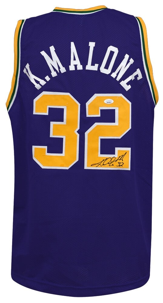 Karl Malone Utah Jazz signed purple custom jersey JSA COA XL (1 of 3)