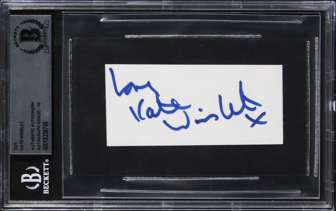 Kate Winslet Autographed Cut with Love Inscription BAS 3.75x1.75 Slabbed (1 of 2)
