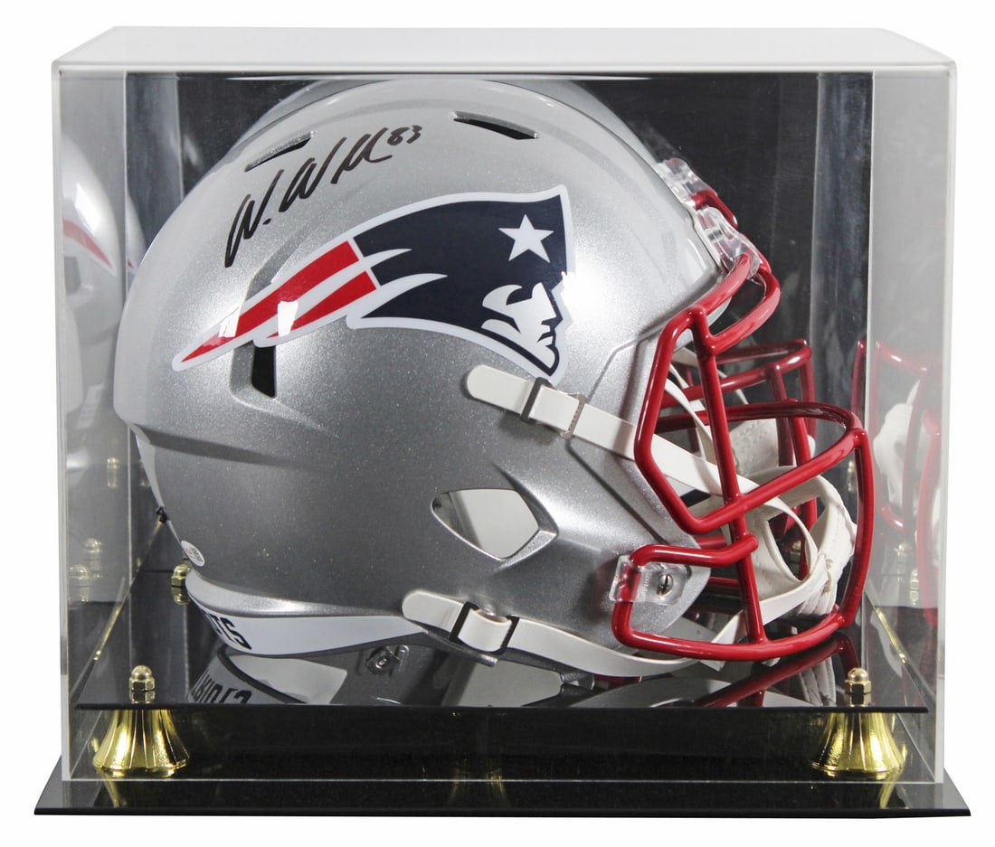 Wes Welker autographed Patriots Speed replica helmet with display case JSA (1 of 4)