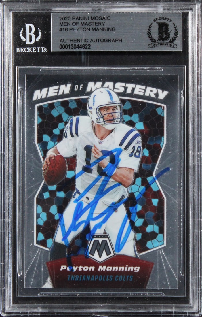 Beckett Slabbed Peyton Manning Autographed 2020 Mosaic Men of Mastery #16 (1 of 2)