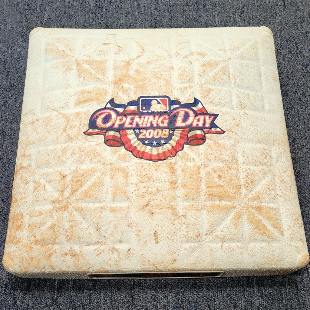2008 MLB Opening Day Game Used Base Joe Mauer Minnesota Twins: 2008 MLB Opening Day Game Used Base Joe Mauer Minnesota Twins Celebrate the excitement of baseball with this game-used base from the 2008 MLB Opening Day featuring the Angels vs. Minnesota Twins match