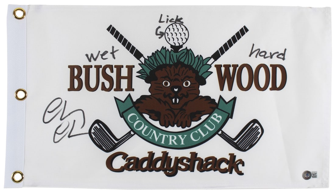 Bushwood Country Club pin flag signed by Chevy Chase Beckett BAS (1 of 7)