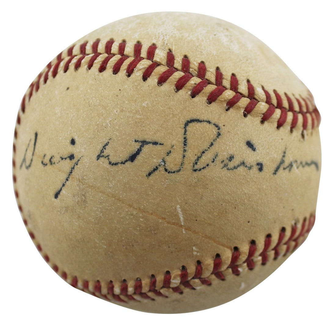 Beckett Signed Dwight D Eisenhower William Harridge OAL Baseball (1 of 10)