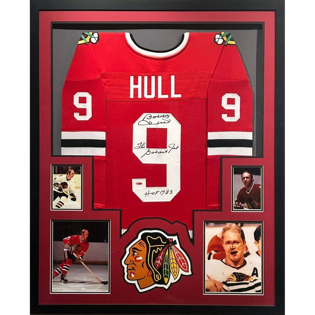 Framed Bobby Hull Chicago Blackhawks Signed Red Jersey Tristar Authenticated (1 of 3)