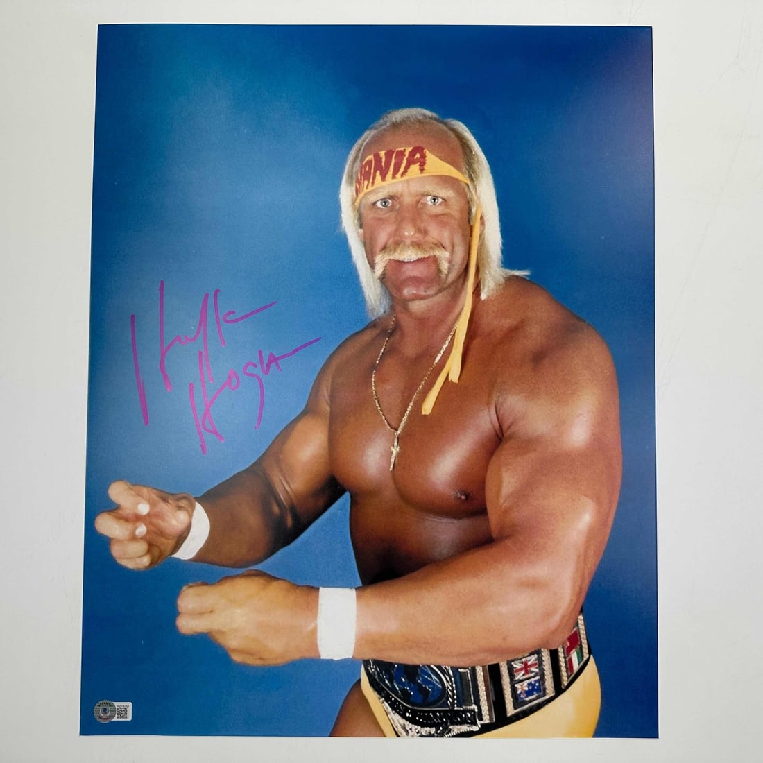 Hulk Hogan Autographed 16x20 WWE Photo Beckett BAS COA #8: Hulk Hogan Autographed 16x20 WWE Photo Beckett BAS COA #8 This stunning autographed 16x20 photo features wrestling legend Hulk Hogan, capturing the essence of Hulkamania. The photo is authenticated by