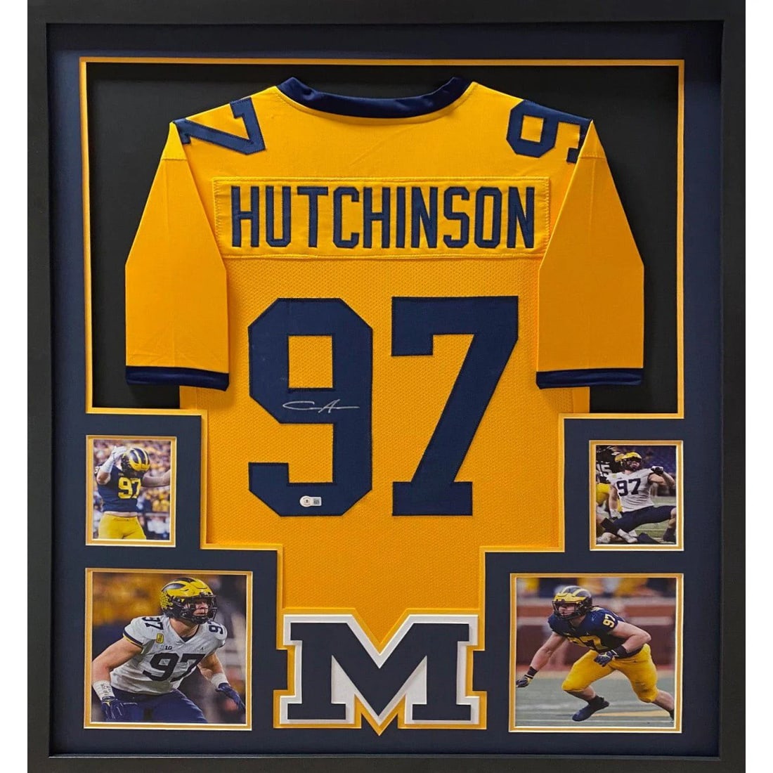 Aidan Hutchinson Signed Framed Michigan Jersey Beckett Authenticated (1 of 2)