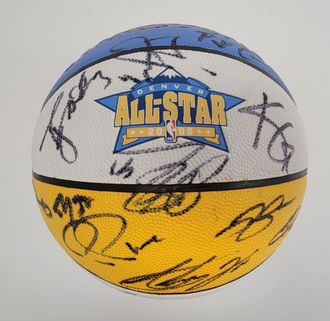 2005 NBA All-Star Team Signed Basketball with Kobe Shaq Tim Duncan Beckett Authenticated: 2005 NBA All-Star Team Signed Basketball with Kobe Shaq Tim Duncan Beckett Authenticated Celebrate basketball greatness with this original 2005 NBA All-Star Game autographed basketball featuring an im