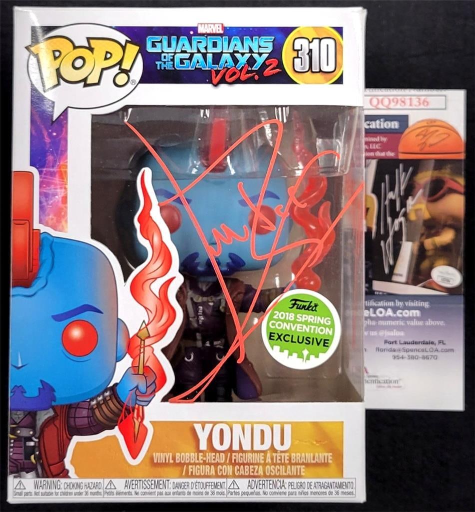 Michael Rooker Inscribed Yondu Funko Pop #310 JSA Authenticated: Michael Rooker Inscribed Yondu Funko Pop #310 JSA Authenticated This Funko Pop! figure features the character Yondu from the movie Guardians of the Galaxy Vol. 2, signed by actor Michael Rooker. The i