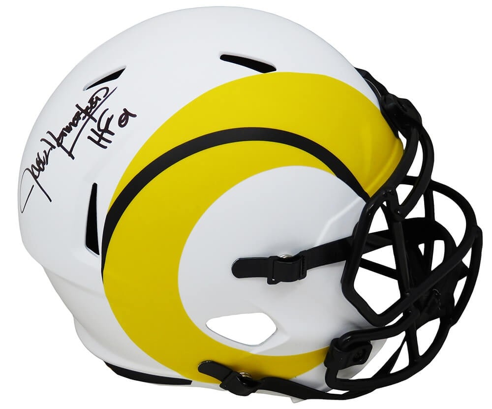 Jack Youngblood Signed Rams Lunar Eclipse Helmet w/HF 01 Inscription COA: Jack Youngblood Signed Rams Lunar Eclipse Helmet w/HF 01 Inscription COA Celebrate the legacy of football legend Jack Youngblood with this signed Los Angeles Rams Lunar Eclipse full-size speed replica