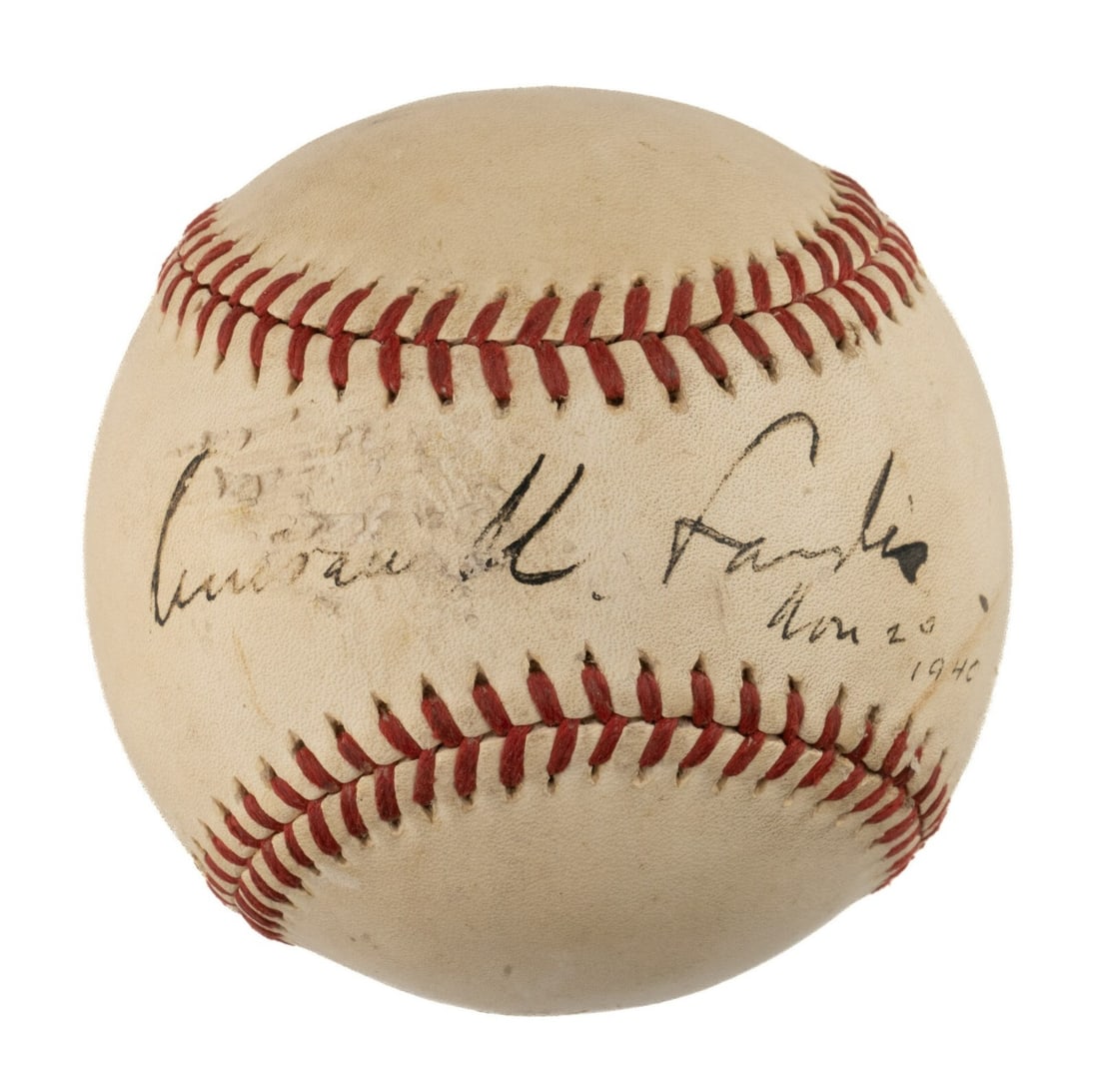 Kenesaw Mountain Landis Signed Official AL Baseball JSA COA RARE: Kenesaw Mountain Landis Signed Official AL Baseball JSA COA RARE This is an original official American League baseball, signed by Kenesaw Mountain Landis, the first commissioner of baseball. The ball 