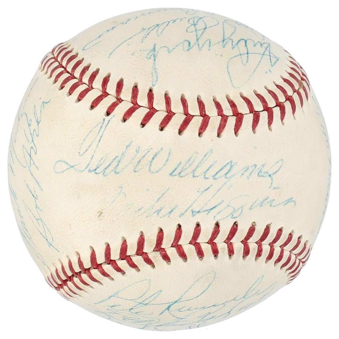 1959 Boston Red Sox Team Signed Baseball with Ted Williams Beckett COA: 1959 Boston Red Sox Team Signed Baseball with Ted Williams Beckett COA This collectible item is an Official American League baseball signed by 21 members of the 1959 Boston Red Sox team, authenticated