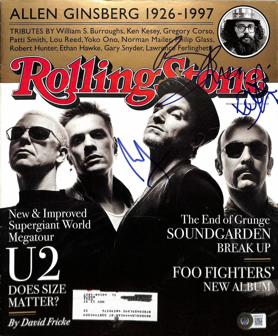 Beckett Authenticated U2 Rolling Stone Magazine Signed by Bono The Edge Larry Mullen Jr (1 of 1)