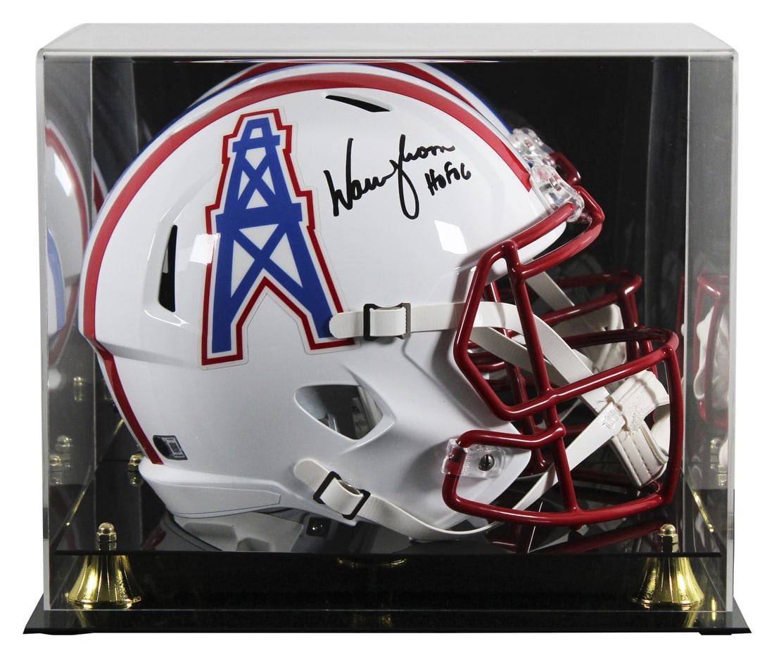 Warren Moon signed Houston Oilers throwback full size Speed replica helmet BAS case (1 of 4)