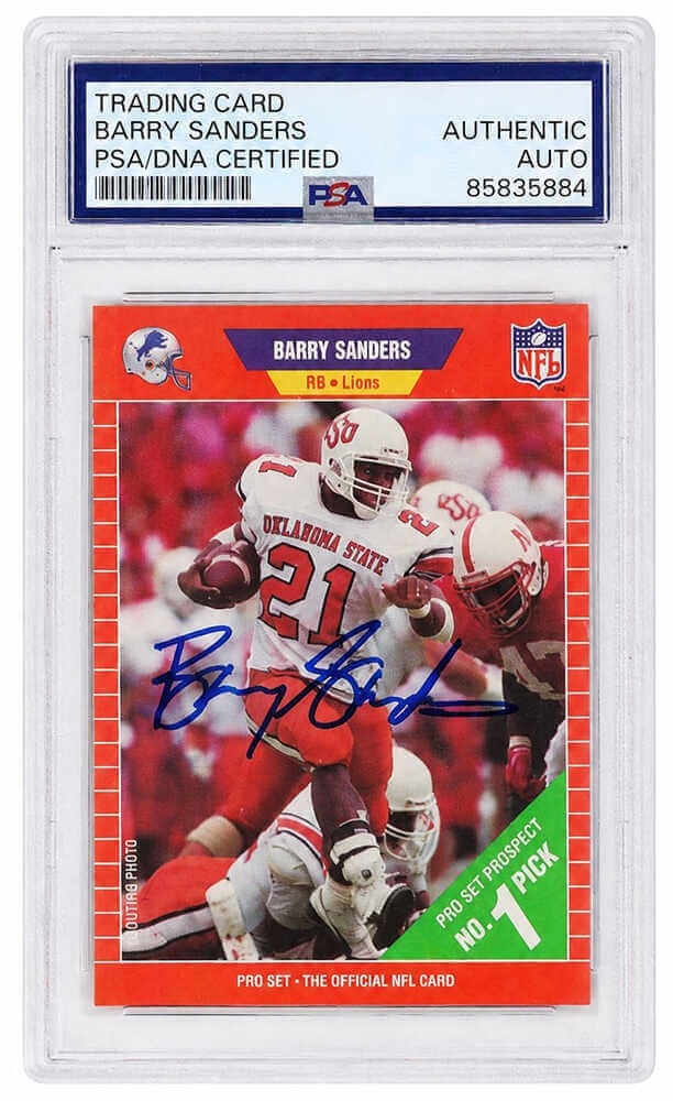 PSA DNA authenticated Barry Sanders 1989 Pro Set Oklahoma State RC card 494 (1 of 2)