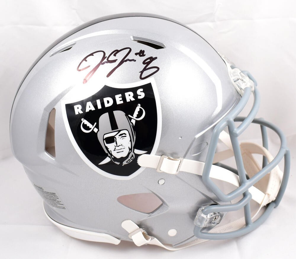 Josh Jacobs Signed Las Vegas Raiders Speed Authentic Helmet Beckett BAS: Josh Jacobs Signed Las Vegas Raiders Speed Authentic Helmet Beckett BAS Authentic full-size speed helmet autographed by Josh Jacobs. The helmet is an original item featuring the Las Vegas Raiders and 