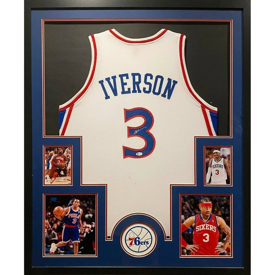 Framed Philadelphia 76ers Allen Iverson Jersey Signed with Beckett Authentication (1 of 4)