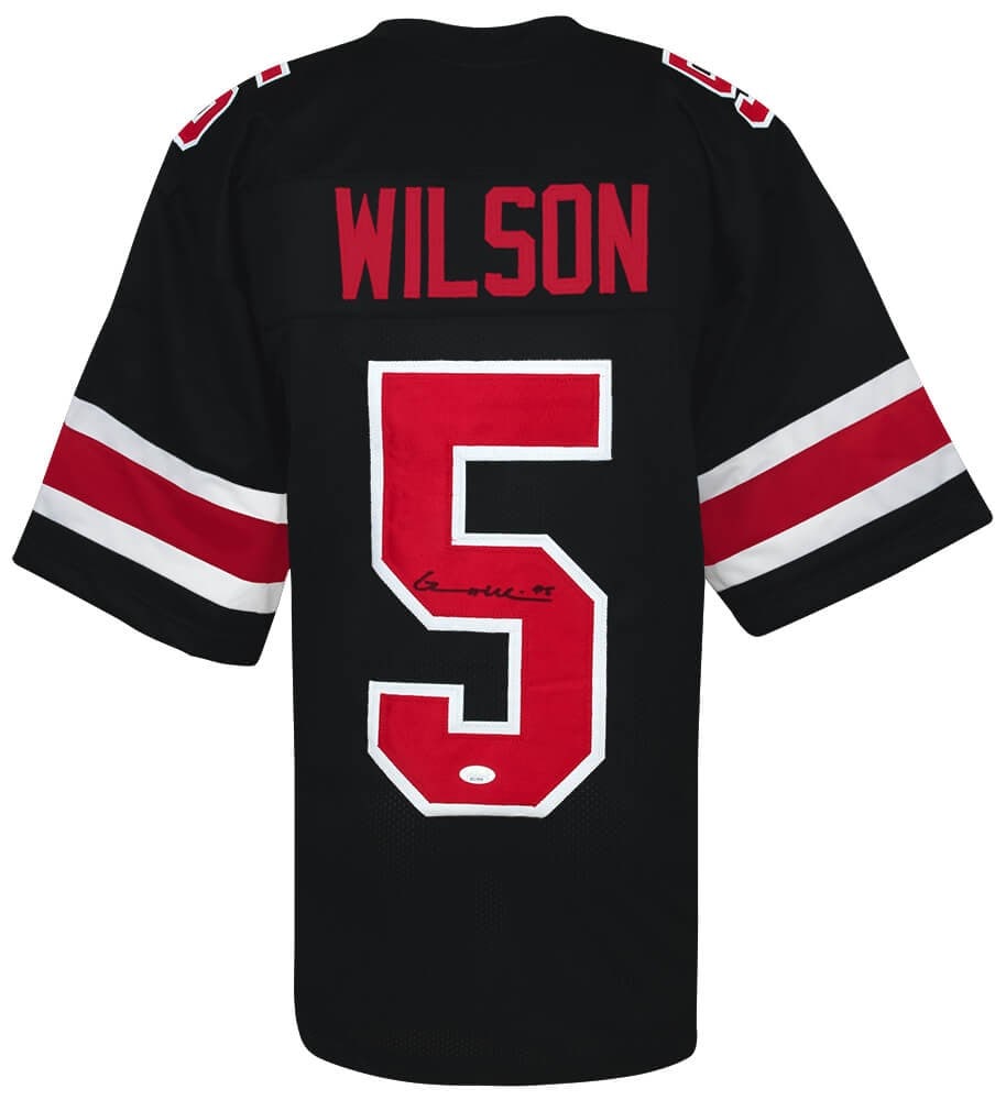 Garrett Wilson Signed Ohio State Buckeyes Black Jersey JSA COA: Garrett Wilson Signed Ohio State Buckeyes Black Jersey JSA COA Celebrate your passion for college football with this signed black custom jersey of star player Garrett Wilson from the Ohio State Buckey