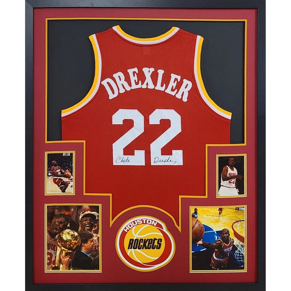 Clyde Drexler Signed Framed Jersey JSA Certified Houston Rockets (1 of 2)