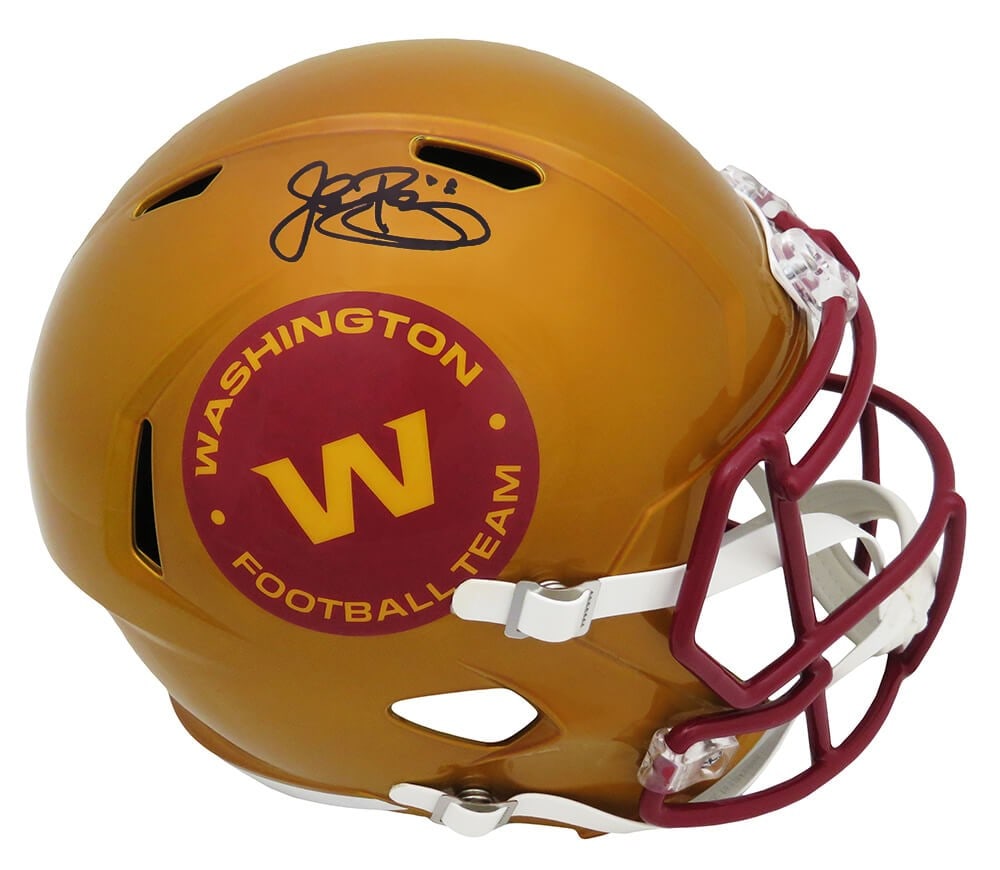 John Riggins Signed WFT Flash Riddell Full Size Helmet with COA: John Riggins Signed WFT Flash Riddell Full Size Helmet with COA Celebrate your fandom with this John Riggins signed Washington Football Team FLASH Riddell full-size speed replica helmet. This helmet f