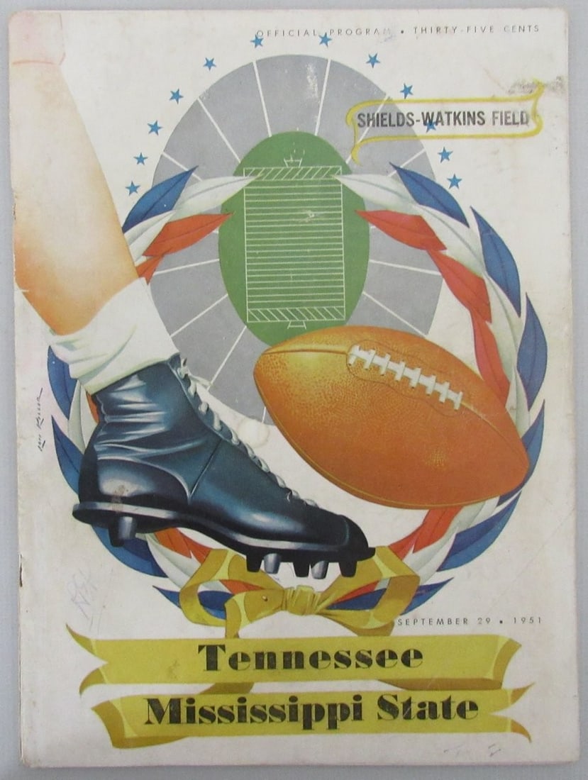 1951 Tennessee vs Mississippi College Football Program Signed by 36 Players: 1951 Tennessee vs Mississippi College Football Program Signed by 36 Players This is an original 1951 football program from the match between Tennessee, the National Champions, and Mississippi College,