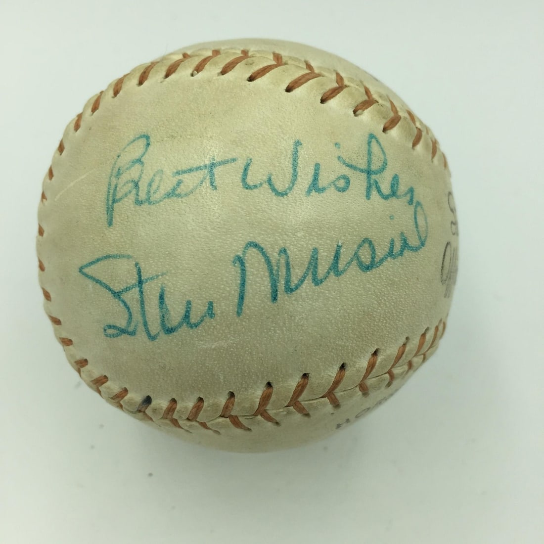 1950's Stan Musial Signed Baseball with JSA COA: 1950's Stan Musial Signed Baseball with JSA COA This stunning 1950's baseball features a single signature of legendary player Stan Musial, showcasing his personal model. The ball comes with a full let