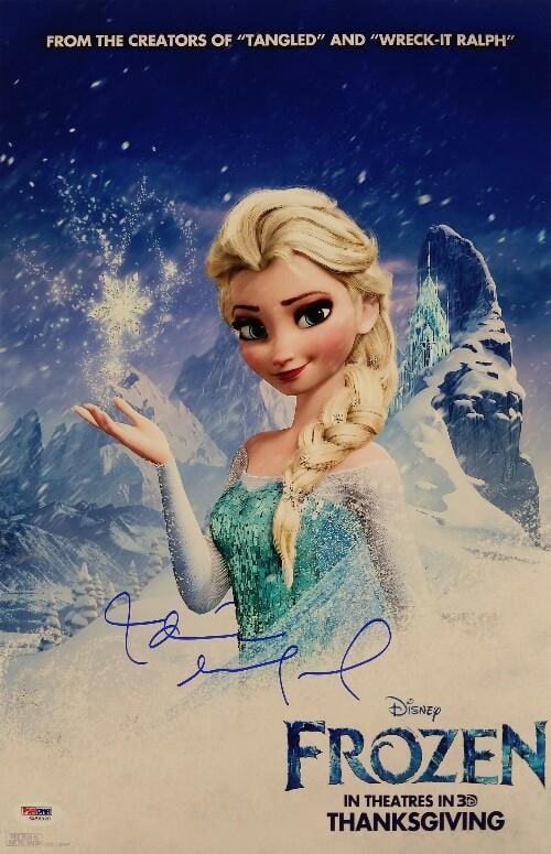 Idina Menzel Signed 11x17 Elsa Frozen Photograph With PSA DNA Authentication: Idina Menzel Signed 11x17 Elsa Frozen Photograph With PSA DNA Authentication This is an original 11x17 photograph from the movie Frozen, featuring Elsa and signed by Idina Menzel. The autograph is aut