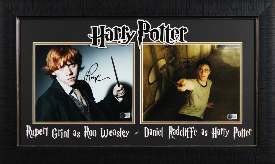 Framed 8x10 Photo Signed by Daniel Radcliffe and Rupert Grint with BAS Authentication: Framed 8x10 Photo Signed by Daniel Radcliffe and Rupert Grint with BAS Authentication This is an original 8x10 photograph from the Harry Potter series, professionally framed and personally signed by D