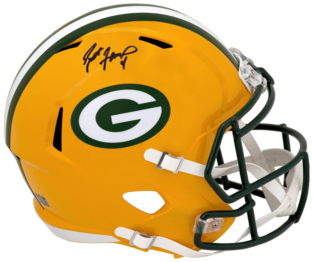 Brett Favre autographed Packers Riddell full size speed replica helmet (1 of 1)