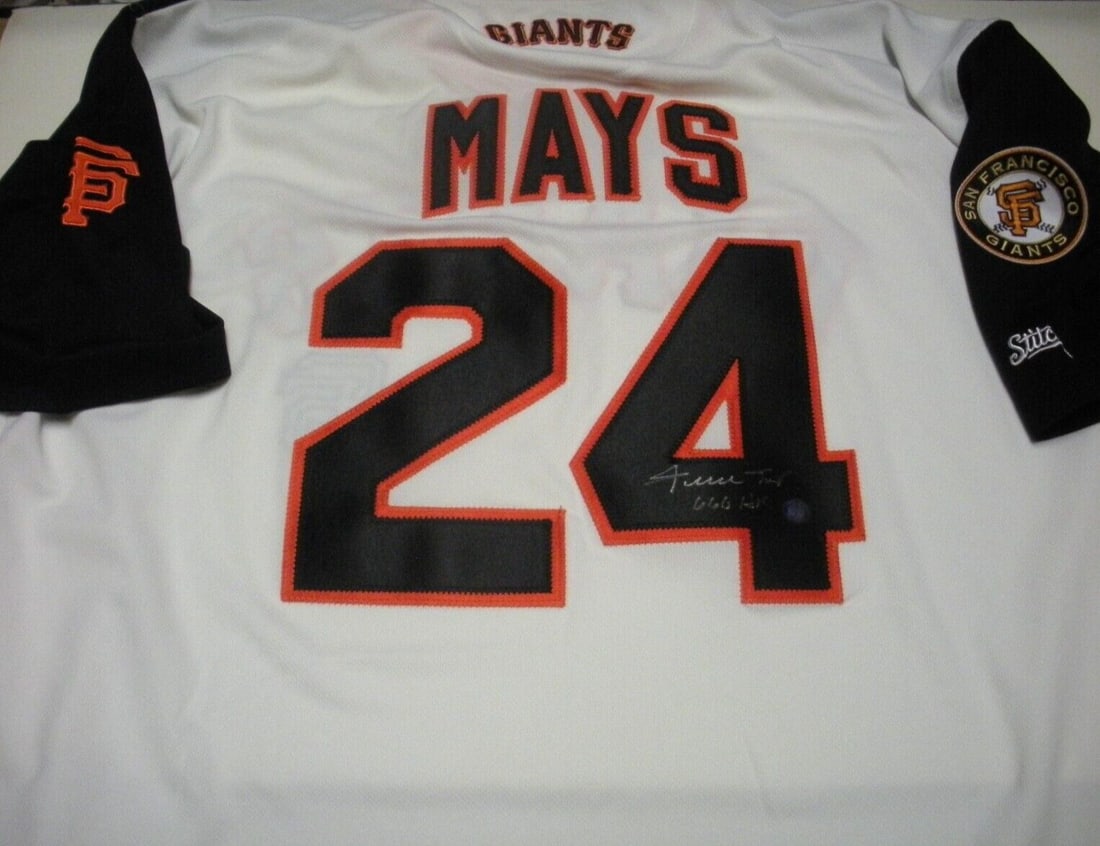 Willie Mays Autographed San Francisco Giants Jersey With Certificate Of Authenticity: Willie Mays Autographed San Francisco Giants Jersey With Certificate Of Authenticity This is an officially licensed Stitches baseball jersey signed by Willie Mays of the San Francisco Giants. The jers