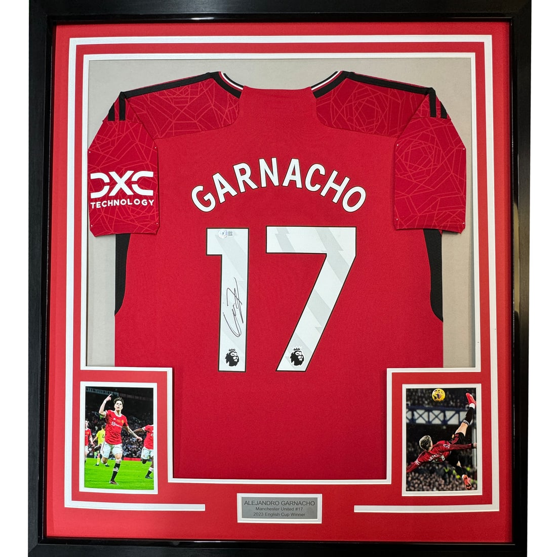 Framed Signed Alejandro Garnacho Manchester United Jersey Beckett Authenticated: Framed Signed Alejandro Garnacho Manchester United Jersey Beckett Authenticated Celebrate your fandom with this professionally framed and autographed Alejandro Garnacho Manchester United jersey. This 