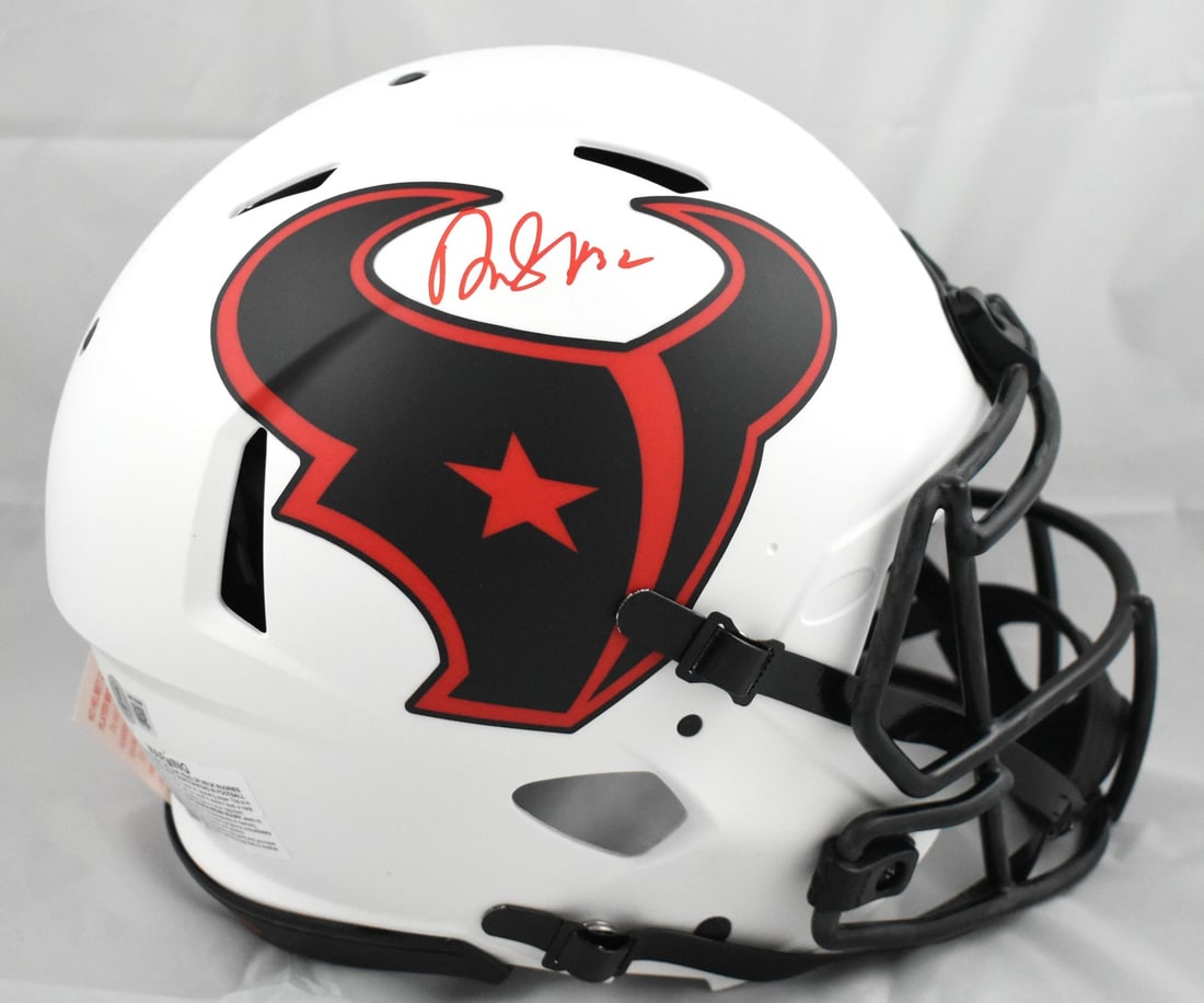 Houston Texans Full Size Lunar Speed Helmet Signed by David Montgomery Beckett Holo (1 of 6)