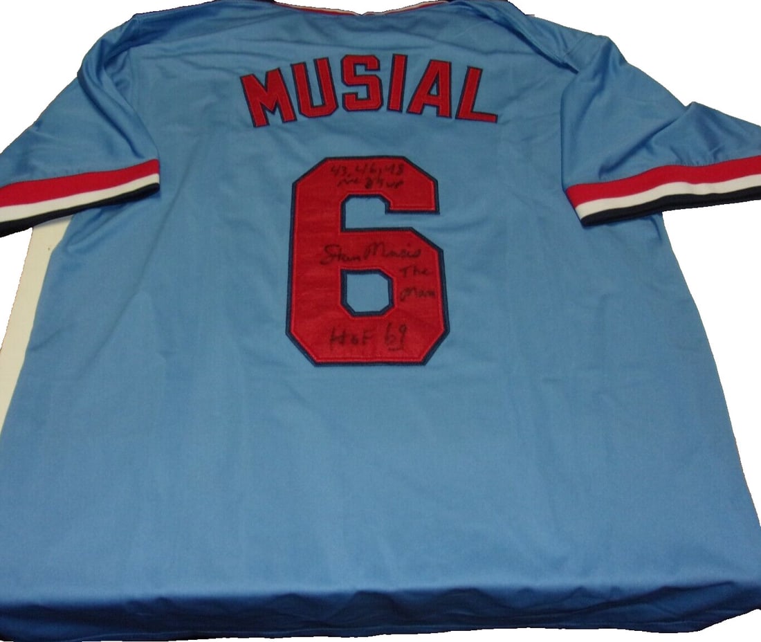 Mitchell and Ness Stan Musial signed Cardinals licensed baseball jersey COA (1 of 4)