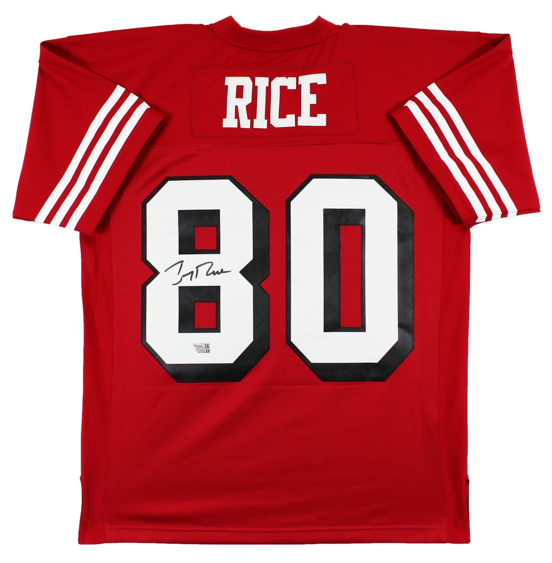 Jerry Rice autographed Mitchell and Ness red dropshadow 49ers jersey Fanatics (1 of 5)