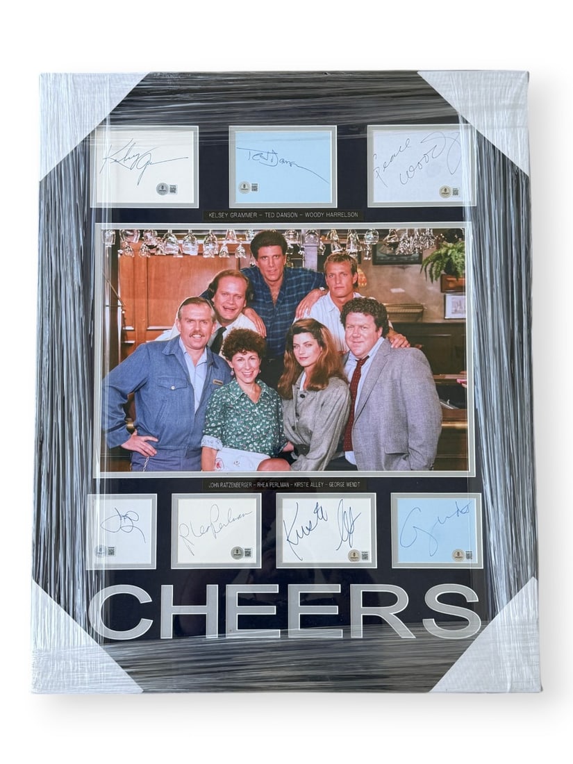 Framed Cheers cast autograph cuts Beckett authenticated 7 signatures (1 of 5)