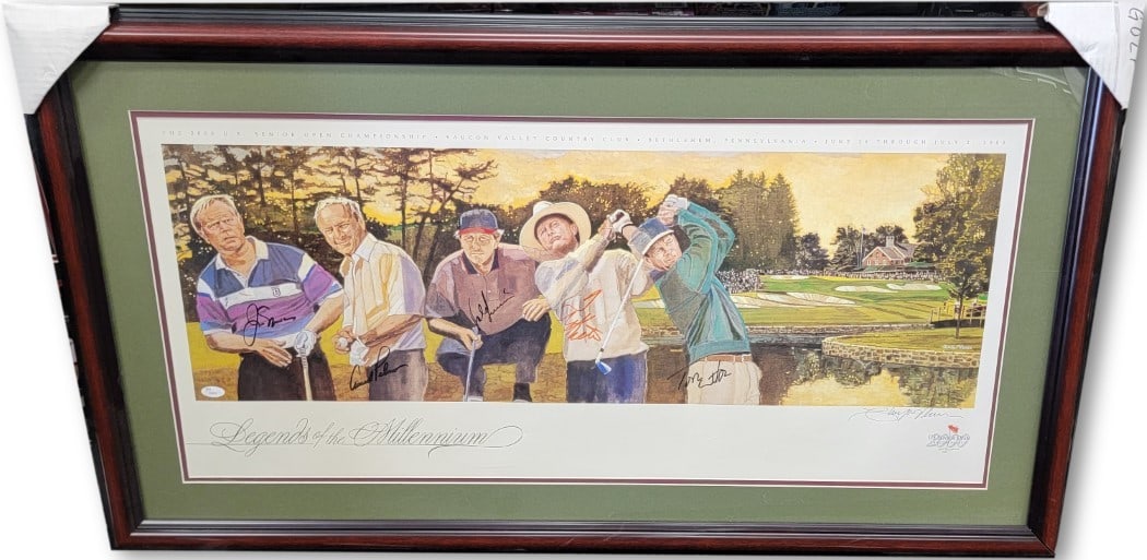 Framed Golf Poster Signed by Nicklaus Palmer Watson JSA Authenticated (1 of 5)