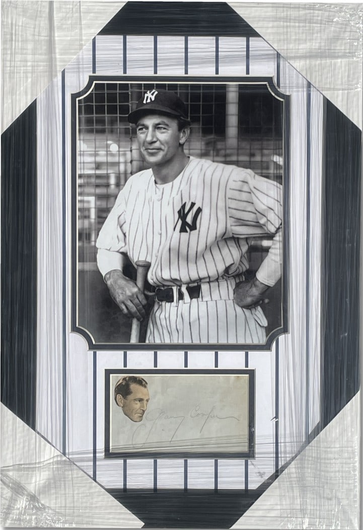 PSA Authenticated Gary Cooper Yankees Framed Signed Cut 13x19 (1 of 3)