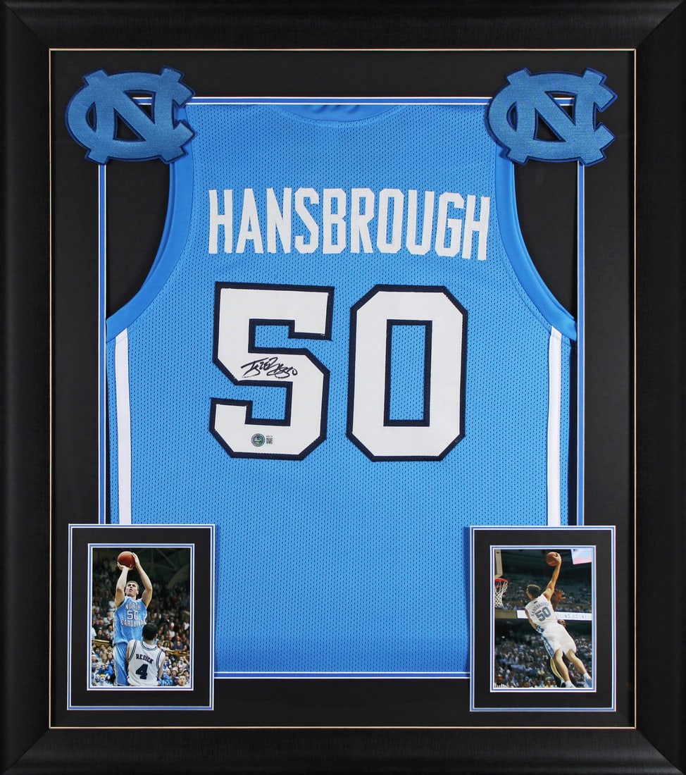 Framed Carolina Blue Pro Style Jersey Signed by Tyler Hansbrough BAS (1 of 2)