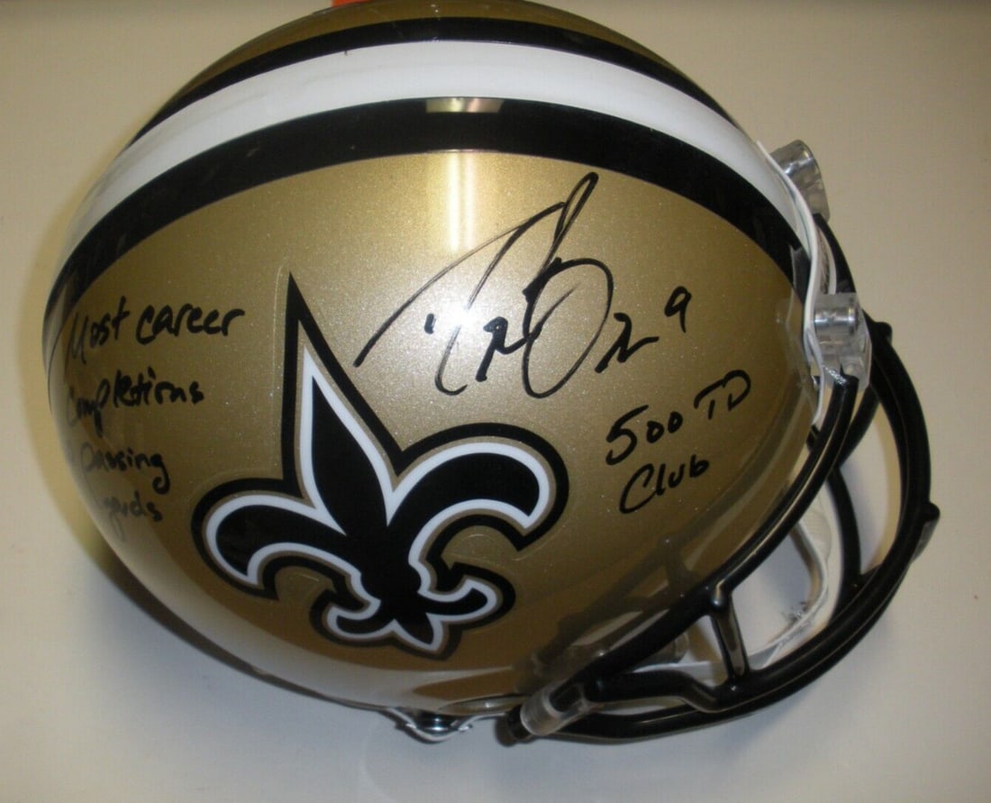 Signed New Orleans Saints Helmet Drew Brees 4 of 9 With COA (1 of 5)