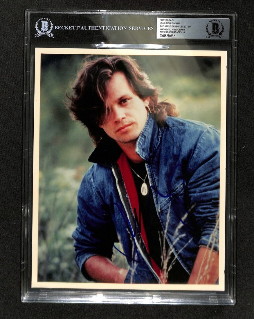 John Mellencamp Signed 8X10 Photo Auto Grade 10 Beckett Authentication: John Mellencamp Signed 8X10 Photo Auto Grade 10 Beckett Authentication This is an authentic 8x10 photograph signed by John Mellencamp in blue permanent marker. The signature has been authenticated and