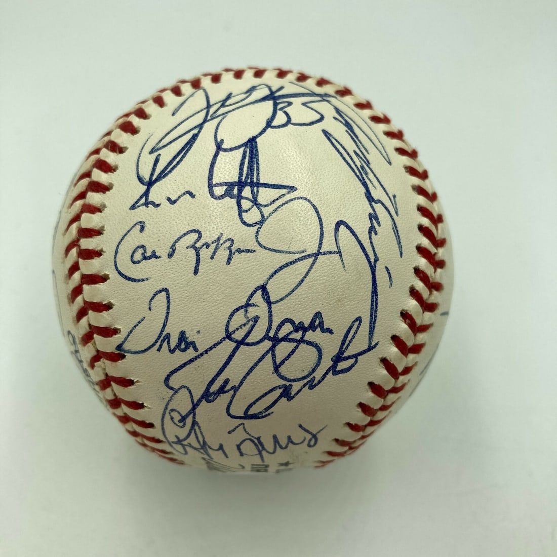 1994 AL All-Star Team Signed Baseball Kirby Puckett Cal Ripken JSA COA: 1994 AL All-Star Team Signed Baseball Kirby Puckett Cal Ripken JSA COA This is a 1994 American League All-Star team signed baseball featuring the signatures of 27 members, including baseball legends K
