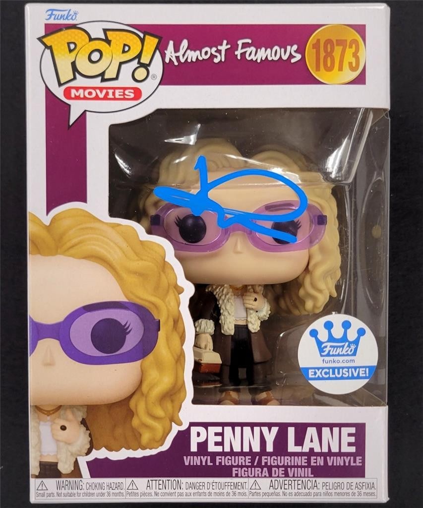 Almost Famous Penny Lane Funko Pop signed by Kate Hudson Beckett authenticated: Almost Famous Penny Lane Funko Pop signed by Kate Hudson Beckett authenticated This is an original Almost Famous Penny Funko Pop! figure, autographed by Kate Hudson. The autograph has been authenticat