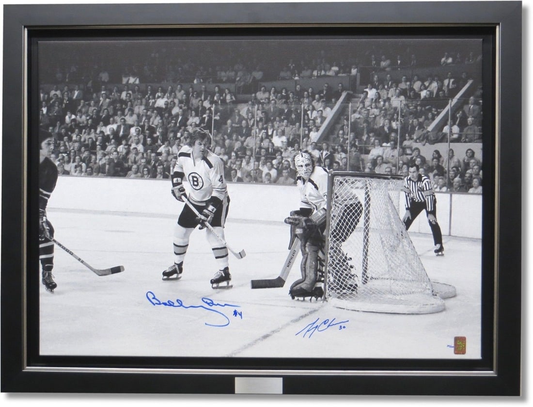 Bobby Orr Gerry Cheevers Dual Signed Framed Canvas Limited Edition random out of #/100 (1 of 6)