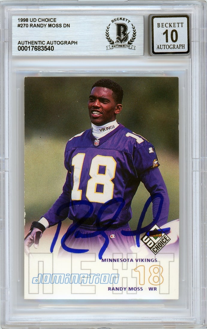 Randy Moss 1998 UD Choice Next Domination #270 Auto Rookie Card Graded (1 of 2)