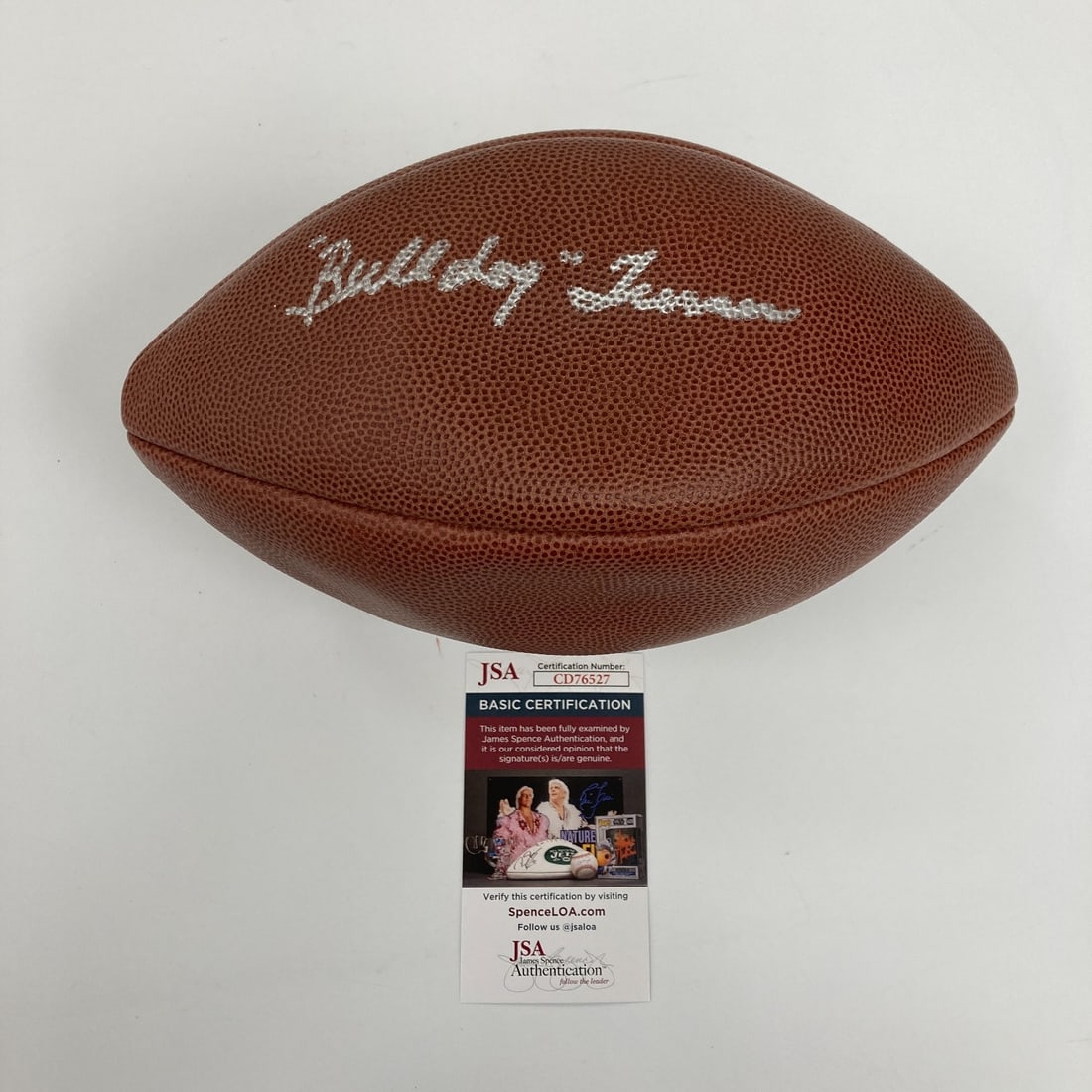 Clyde Bulldog Turner Signed NFL Wilson Football with JSA COA RARE: Clyde Bulldog Turner Signed NFL Wilson Football with JSA COA RARE This is a rare NFL Wilson game football signed by Clyde Bulldog Turner, a legendary player known for his contributions to the sport. T