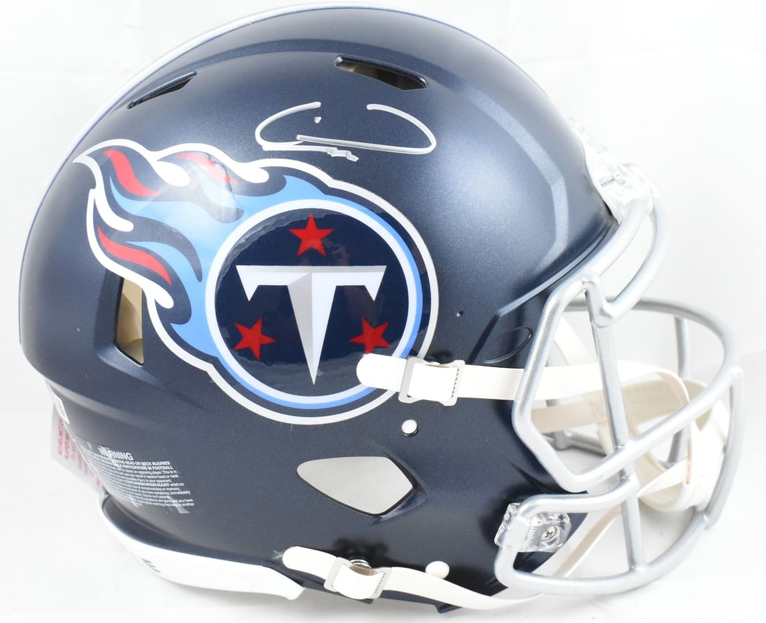 Tennessee Titans full size Speed Authentic helmet signed by Calvin Ridley Beckett: Tennessee Titans full size Speed Authentic helmet signed by Calvin Ridley Beckett This is an original full-size speed authentic football helmet signed by Calvin Ridley. It is associated with the Tenne
