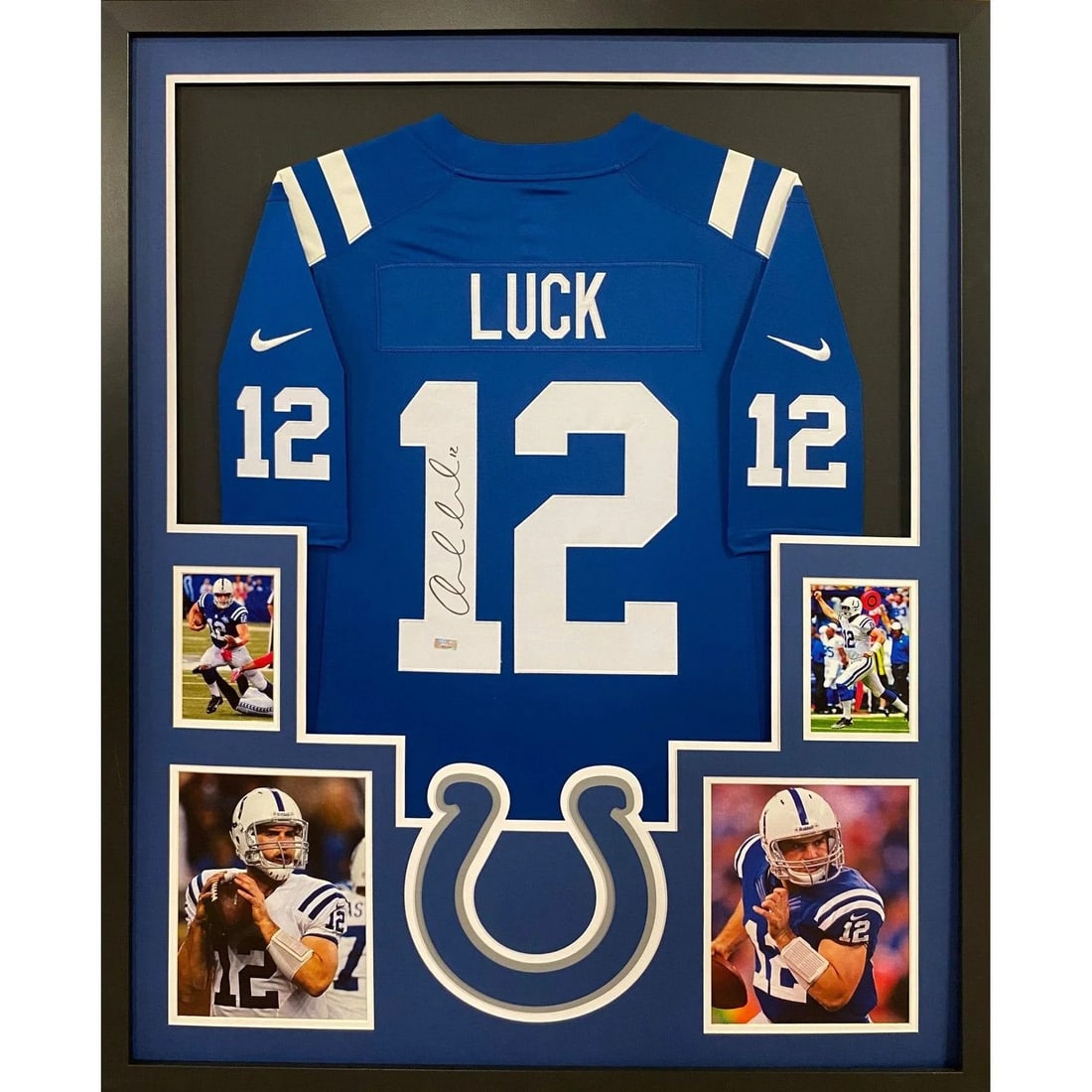 Andrew Luck Signed Framed Jersey Authentic Tristar Colts: Andrew Luck Signed Framed Jersey Authentic Tristar Colts This is an autographed framed jersey of Andrew Luck, featuring the iconic Indianapolis Colts design. The jersey comes with a tamper-proof stick