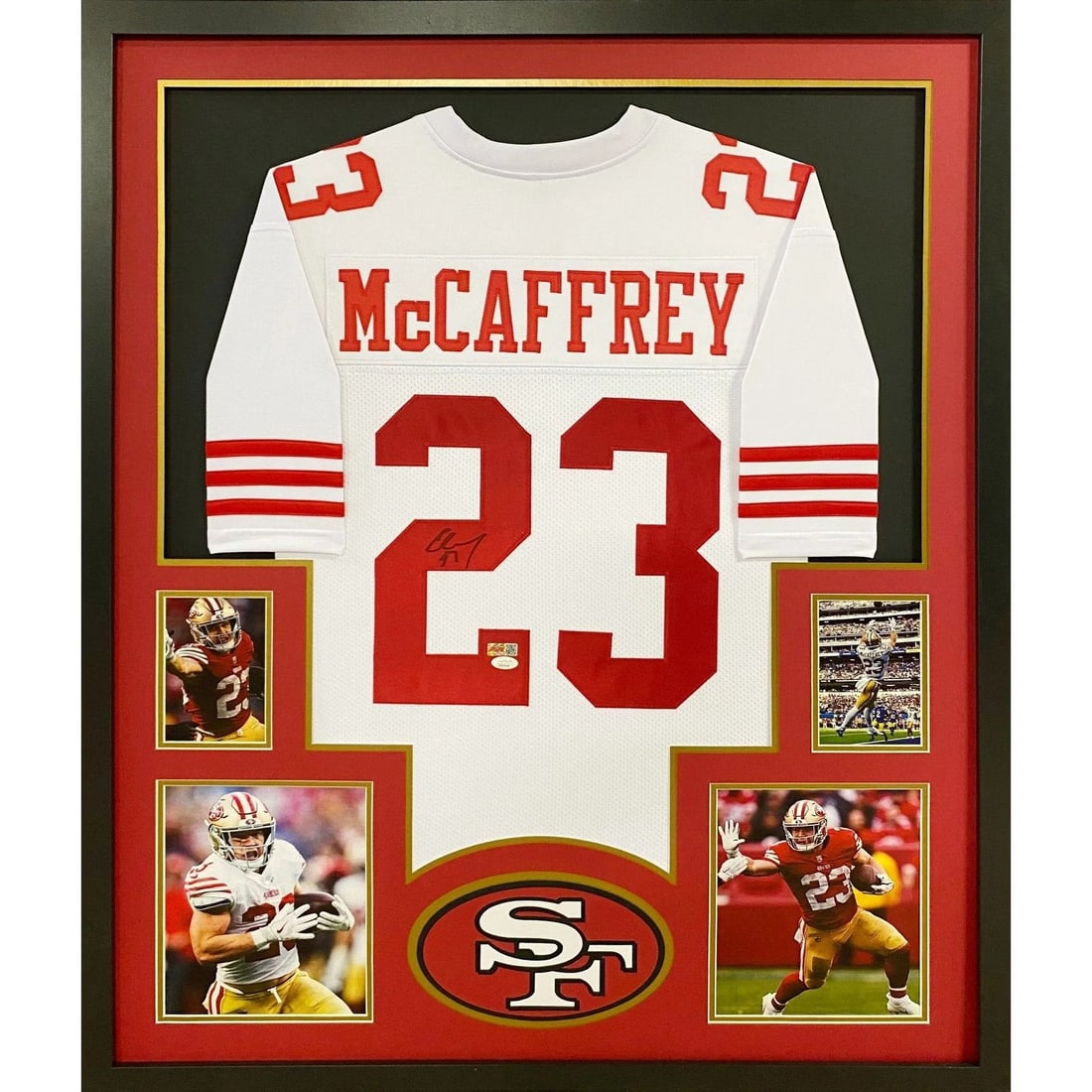Framed Christian McCaffrey Autographed 49ers Jersey JSA (1 of 2)