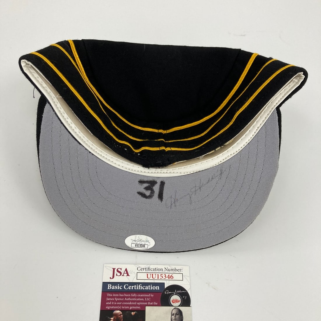 Harvey Haddix Signed 1970s Game Used Pirates Pillbox Hat with JSA COA: Harvey Haddix Signed 1970s Game Used Pirates Pillbox Hat with JSA COA This is a unique piece of baseball memorabilia: a game-used Pittsburgh Pirates pillbox hat cap signed by Harvey Haddix, a notable 
